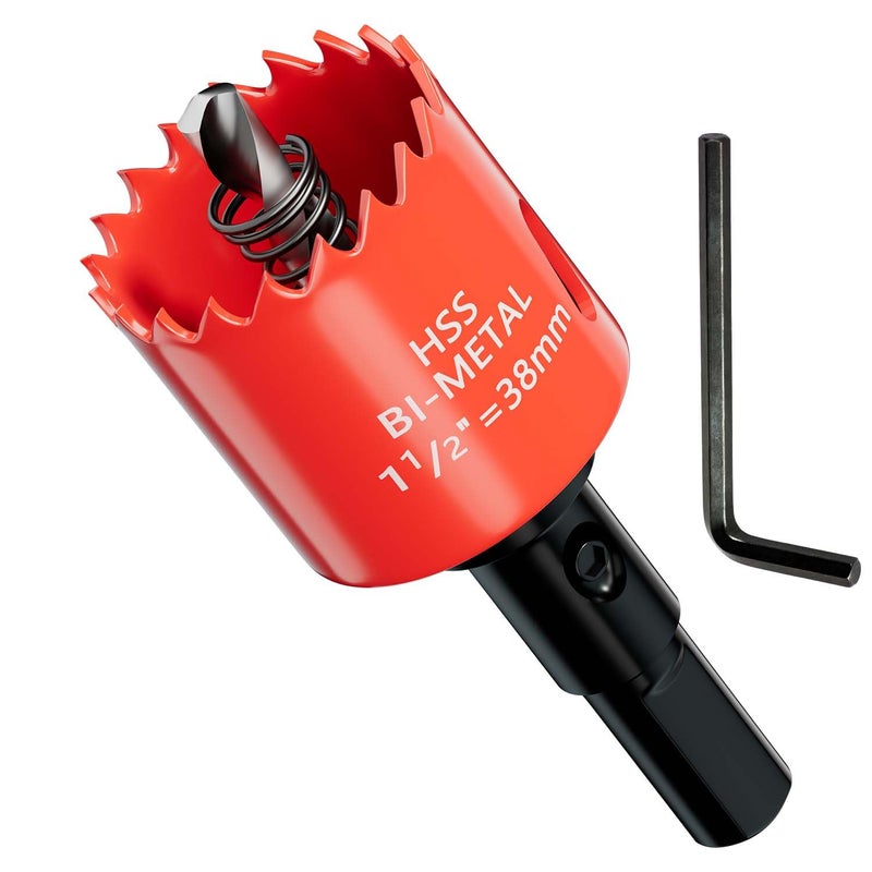 GARHWAL 1-1/2 in. Bi-Metal Hole Saw Drill Bits - Versatile and Durable Hole Cutter for Wood, Plywood, Plaster Drywall, Ceiling, Plastic Pipe, PVC and Thin Metal - Includes Arbor & Pilot Bit (38mm) - Image 1
